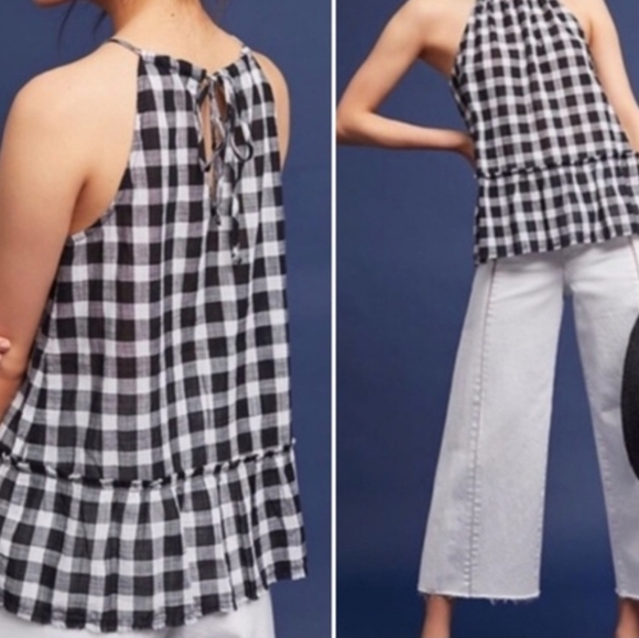 Cloth & Stone Gingham Peplum Hem Halter Tank Top - Picture 7 of 7